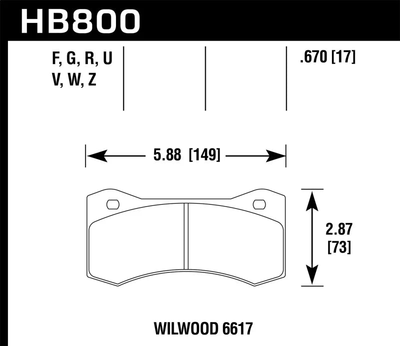 Hawk HB800U.800 DTC-70 Performance Brake Pads