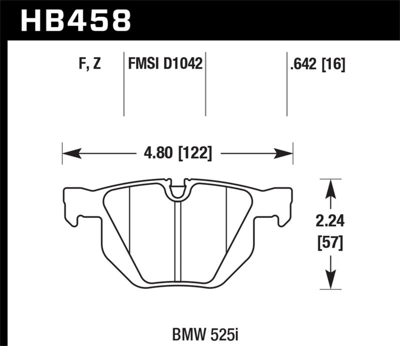 Hawk HB458B.642 15-16 BMW X5 xDrive35d/xDrive35i / 15-16 BMW X6 xDrive35i/sDrive35i HPS 5.0 Rear Brake Pads