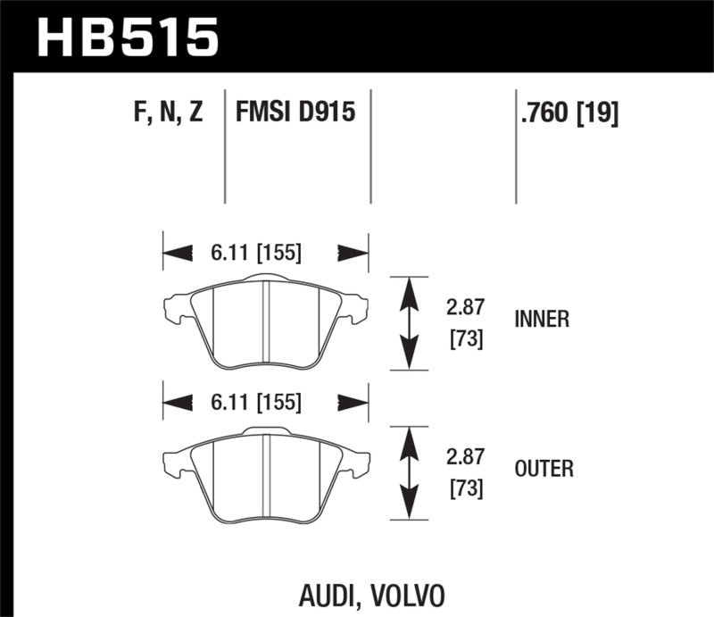 Hawk HB515F.760 HPS Street Brake Pads