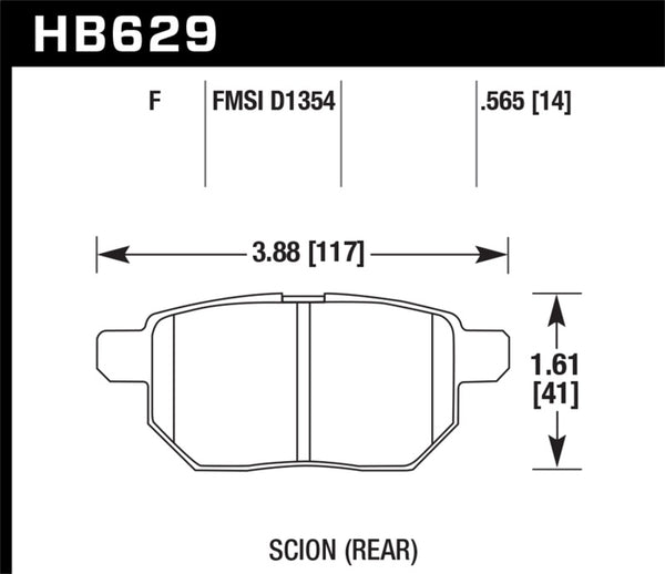 Hawk HB629B.565 08-15 Scion xB HPS 5.0 Rear Brake Pads