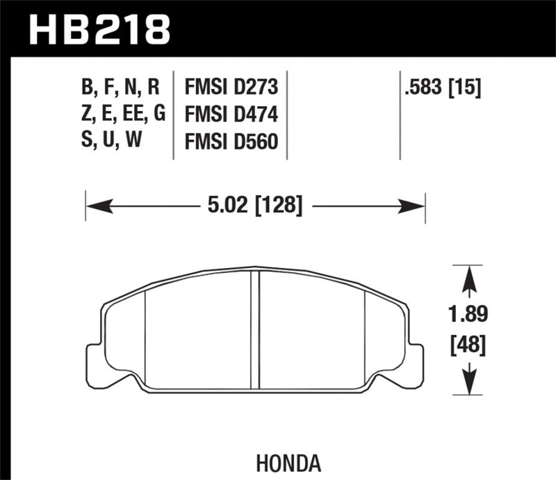 Hawk HB218D.583 1985 Honda Accord 1.8L Base Organic Brakes Front ER-1 Brake Pads