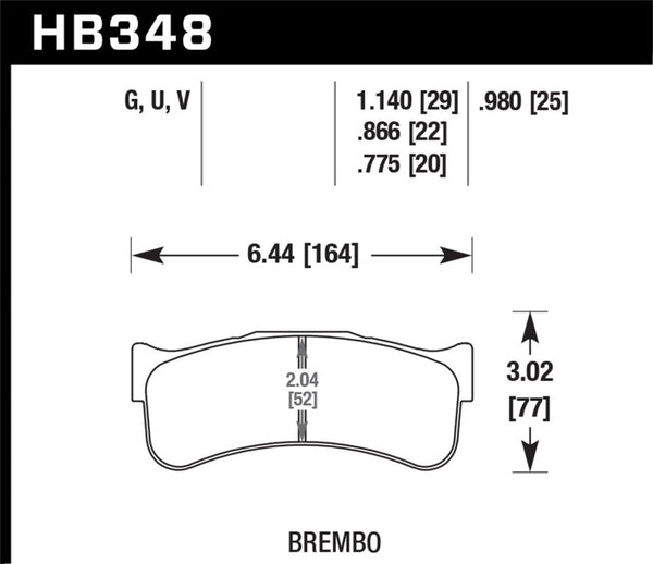 Hawk HB348U.980 Motorsports Performance 0.98in Pad Thickness DTC-70 Race Brake Pads