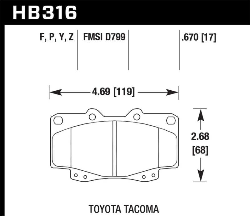 Hawk HB316P.670 Super Duty Street Brake Pads