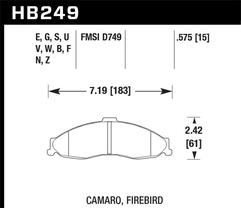 Hawk HB249U.575 98-02 Pontiac Firebird DTC-70 Race Rear Brake Pads