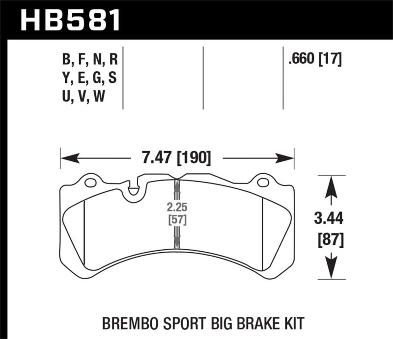 Hawk HB581B.660 Brembo Caliper Family J/N HPS 5.0 Brake Pads