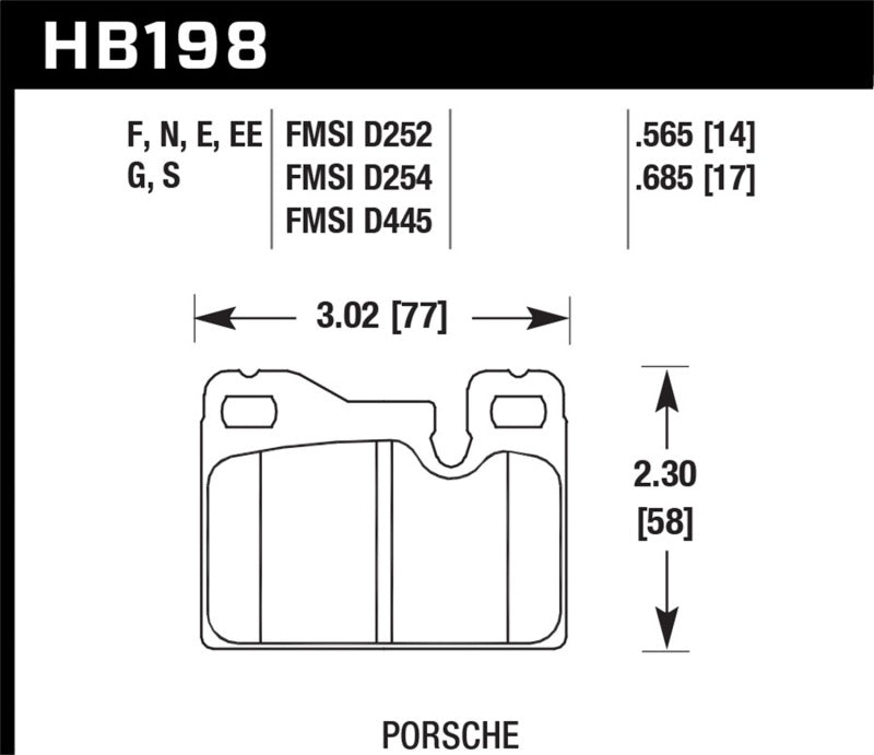 Hawk HB198G.685 77-88 Porsche 924 / 78-85 & 92-95 928 / 83-91 944 DTC-60 Rear Race Brake Pads