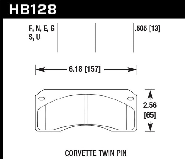 Hawk HB128G.505 DTC-60 Race Brake Pads - Ferro-Carbon Black Powder Coat High Dust - 0.505in Thick