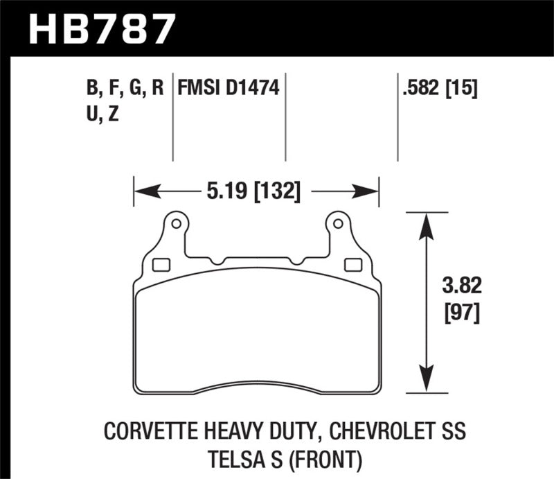 Hawk HB787B.582 15-17 Chevy Corvette Z06 HPS 5.0 Front Brake Pads