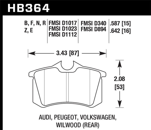 Hawk HB364B.642 2010-2013 Audi A3 TDI HPS 5.0 Rear Brake Pads