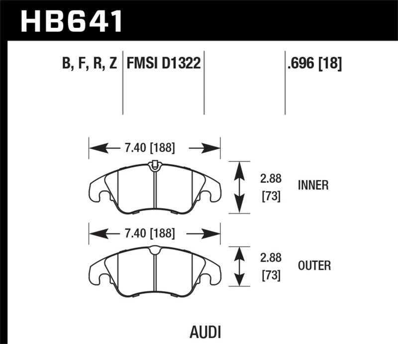 Hawk HB641N.696 10-14 Audi A5 HP+ Street Front Brake Pads