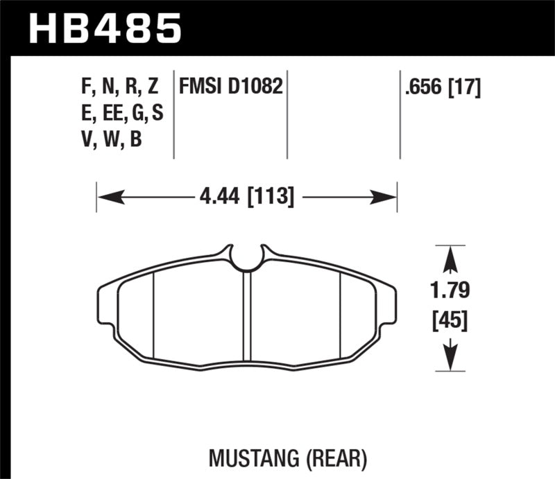 Hawk HB485B.656 2011-2012 Ford Mustang 5.0L Perf. 5.0 (w/Brembo Brakes) High Perf. Street 5.0 Rear Brake Pads