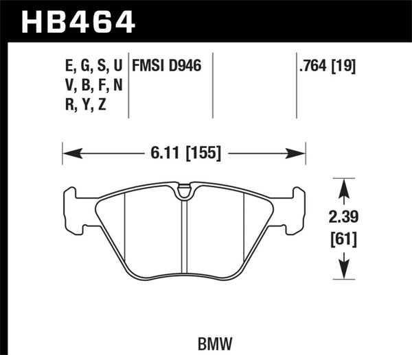 Hawk HB464G.764 01-06 BMW 330Ci / 01-05 330i/330Xi / 01-06 M3 DTC-60 Race Front Brake Pads