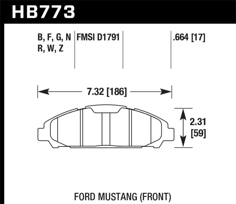 Hawk HB773W.664 15-17 Ford Mustang DTC-30 Front Brake Pads