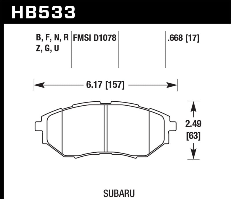 Hawk HB533N.668 05-08 LGT D1078 HP+ Street Front Brake Pads