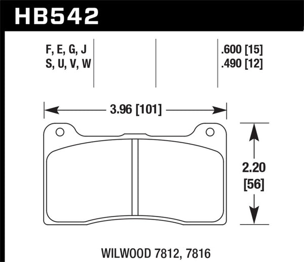 Hawk HB542N.600 Wilwood 7816 HP+ Race Brake Pads