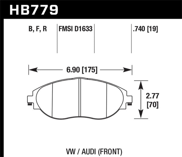 Hawk HB779F.740 15-16 Audi S3 HPS Street Front Brake Pads