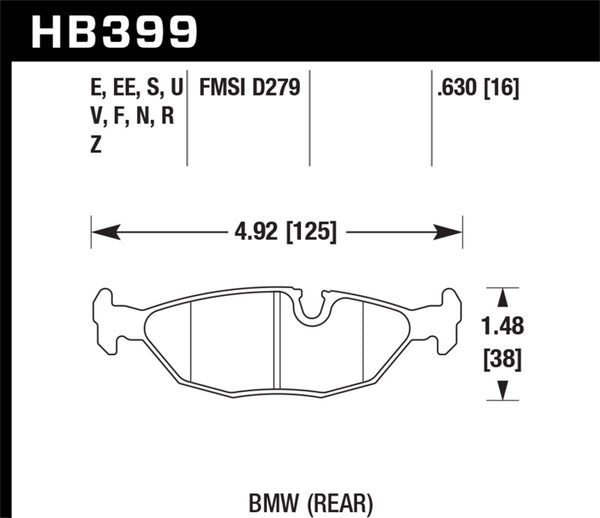 Hawk HB399G.630 BMW Motorsport 16mm Thick DTC-60 Rear Race Brake Pads