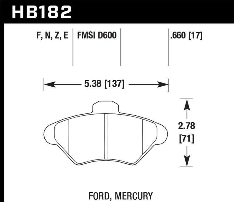 Hawk HB182E.660 Performance Blue 9012 Racing Brake Pads 94-98 Ford Mustang V8