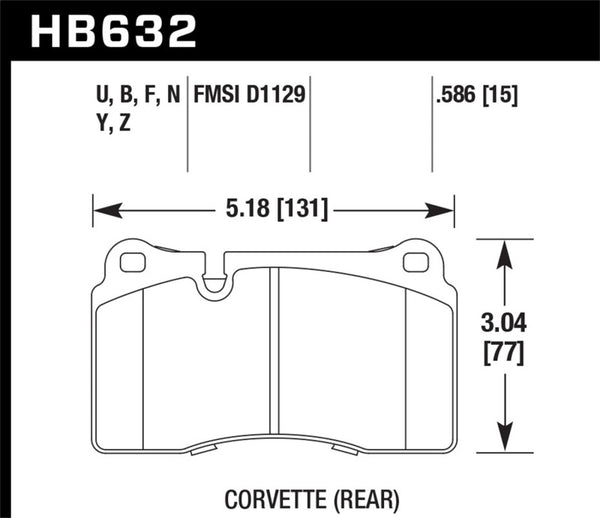 Hawk HB632F.586 06-10 VW Touareg Front /09-11 Corvette Z06/ZR-1 (w/Carbon Ceramic Brake Package and Iron rotors