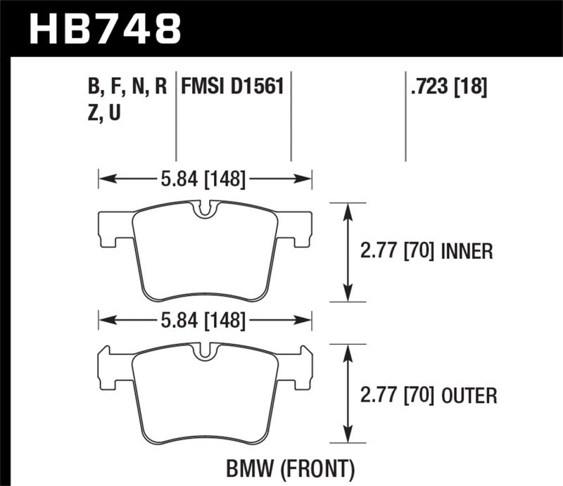 Hawk HB748N.723 13-14 BMW 328i/328i xDrive / 2014 428i/428i xDrive HP Plus Front Brake Pads