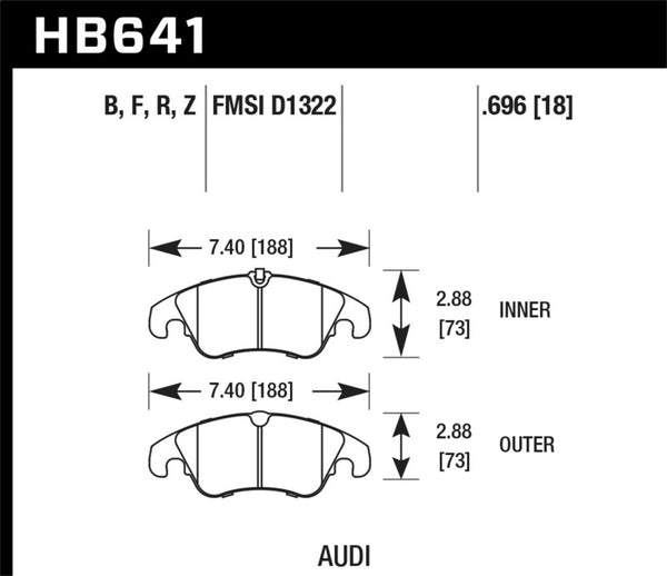 Hawk HB641F.696 09-10 Audi A4/A4 Quattro/A5 Quattro/Q5/S5 / 10 S4 HPS Street Front Brake Pads