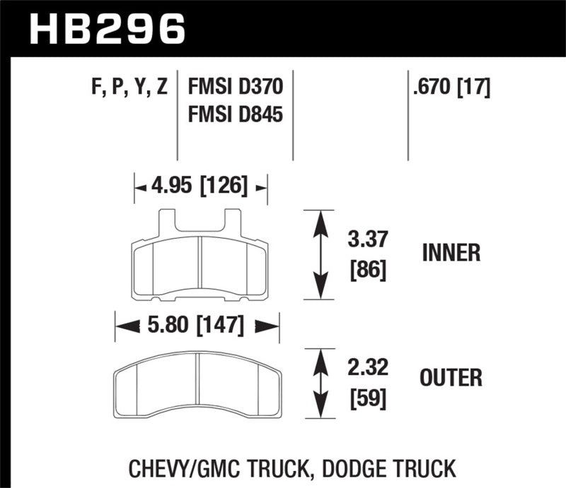 Hawk HB296F.670 HPS Street Brake Pads