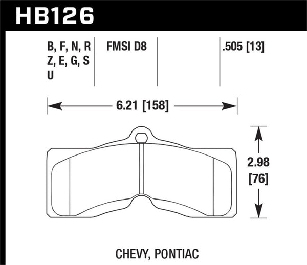 Hawk HB126D.505 65-73 Chevrolet Corvette Front ER-1 Brake Pads