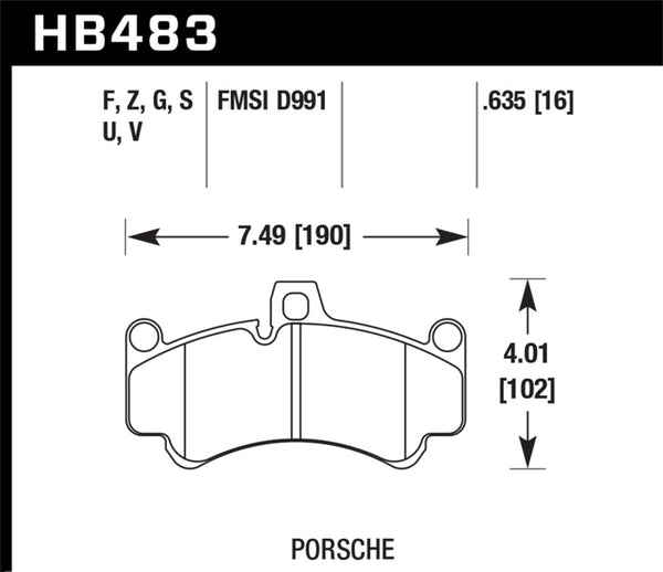 Hawk HB483B.635 2013 Porsche 911 Turbo S HPS 5.0 Front Brake Pads