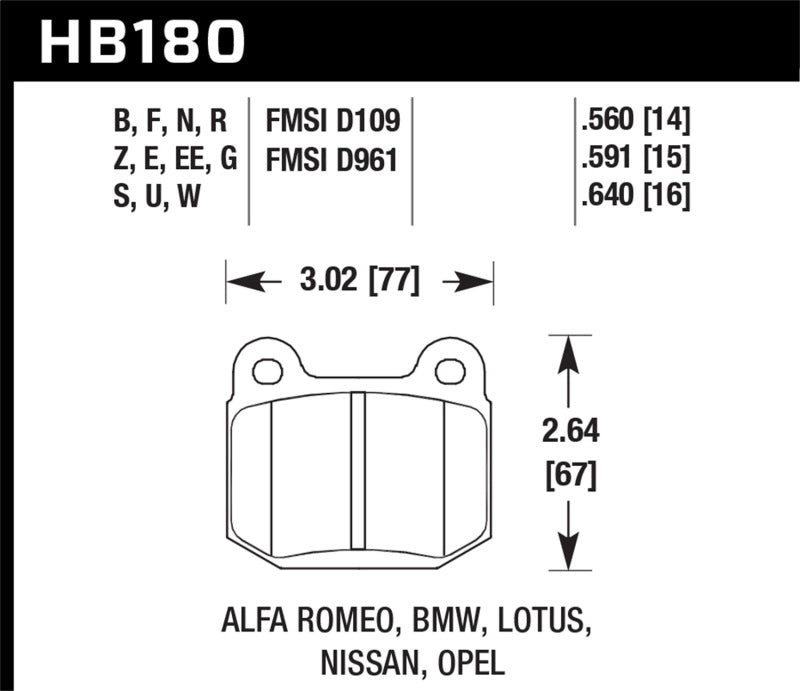 Hawk HB180E.640 1979/1983 BMW 320i Blue 9012 Front Race Pads