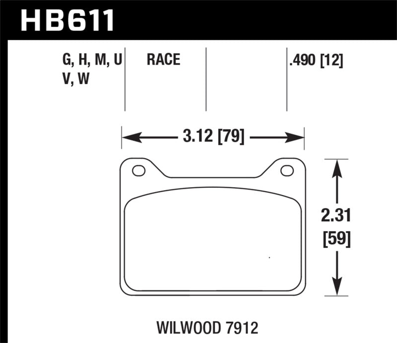 Hawk HB611M.490 Wilwood 7912 Black Brake Pads