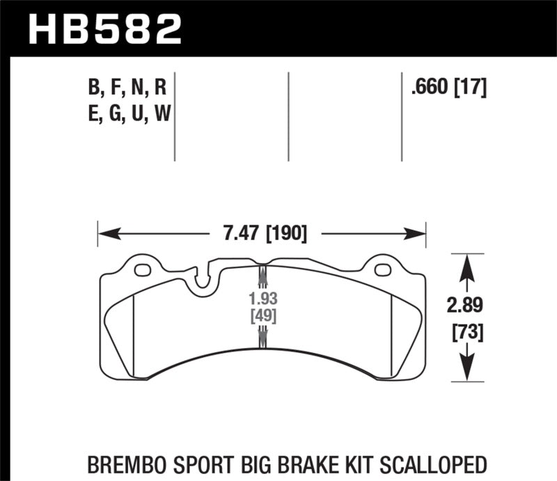 Hawk HB582Q.660 DTC-80 Brembo Scalloped 17mm Race Brake Pads