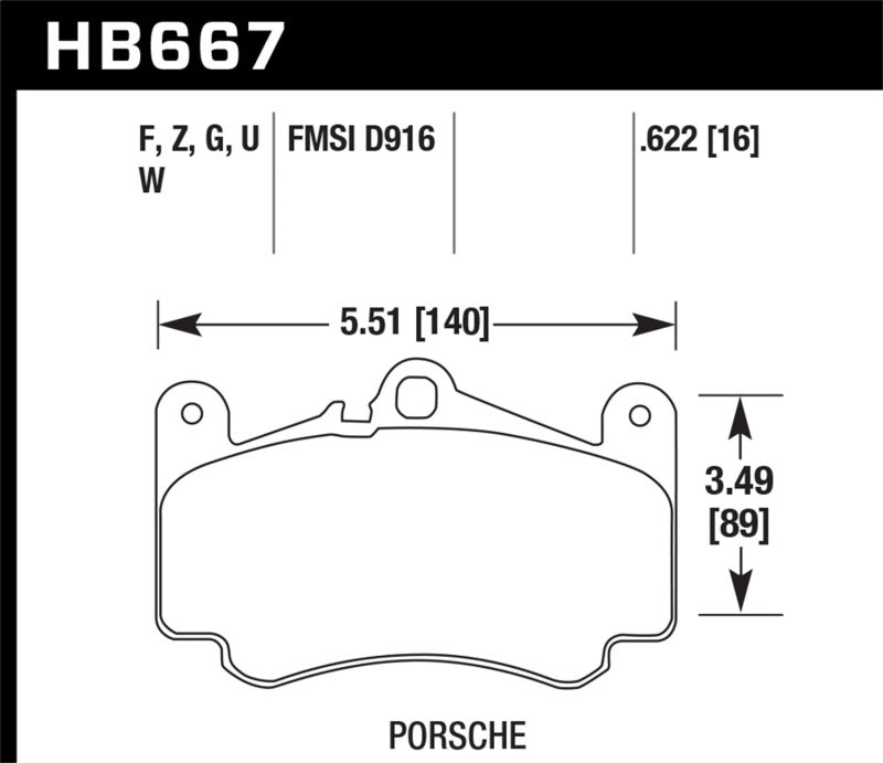 Hawk HB667N.622 2012 Porsche 911 HP Plus Front Street Brake Pads