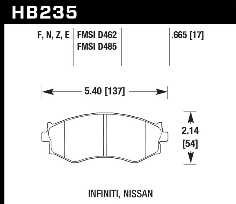 Hawk HB235E.665 Infiniti G20 /Nissan 240SX/Axxess/Senta/Stanza Blue 9012 Race Front Brake Pads