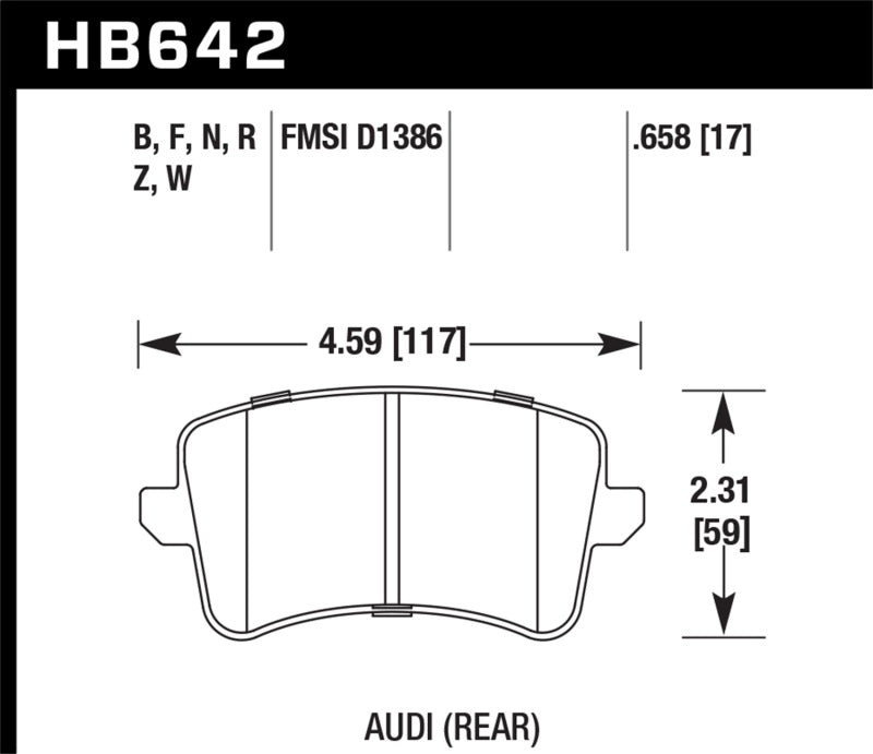 Hawk HB642F.658 09-10 Audi A4/A4 Quattro/A5 Quattro/Q5/S5 / 10 S4 HPS Street Rear Brake Pads