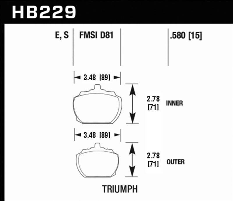 Hawk HB229E.58070-73 Triumph Stag Blue 9012 Race Front Brake Pads