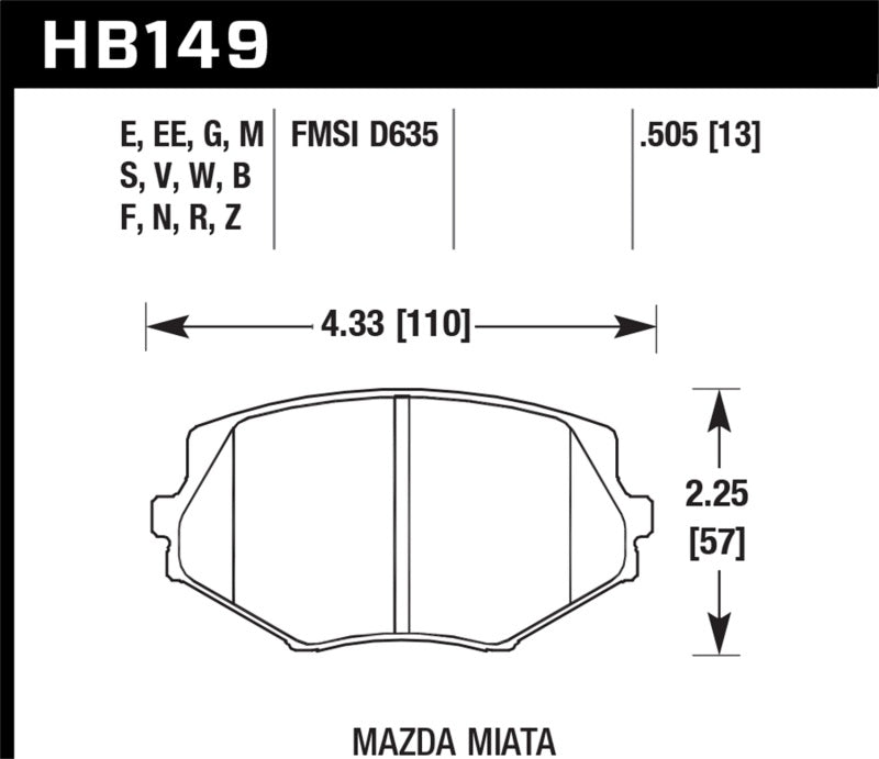 Hawk HB149W.505 94-97 Mazda Miata / 99-03 Miata DTC-30 Race Front Brake Pads