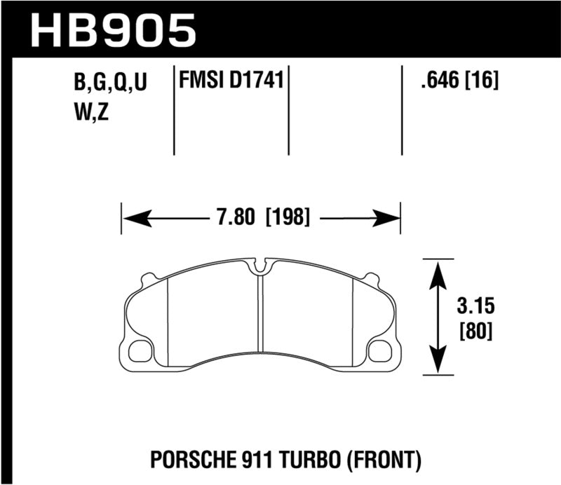 Hawk HB905W.646 14-18 Porsche 911 DTC-30 Front Brake Pads