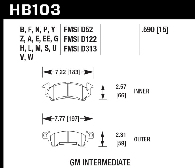 Hawk HB103N.590 HP+ Street Brake Pads