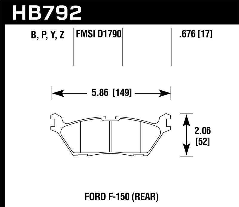 Hawk HB792P.676 15 Ford F-150 Super Duty Rear Brake Pads