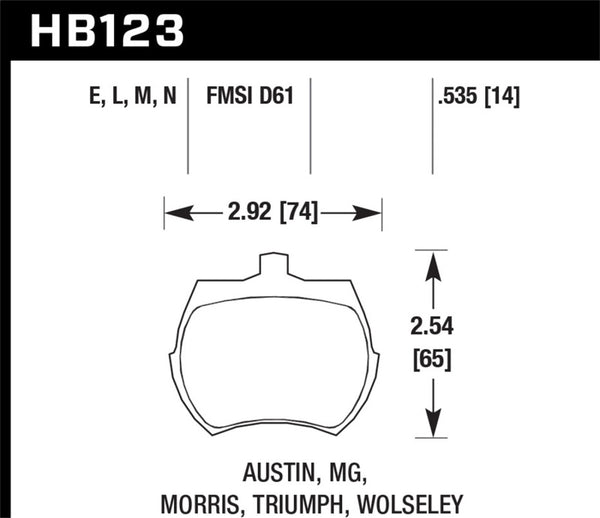 Hawk HB123D.535 64-70 Austin Healey Sprite Front ER-1 Brake Pads