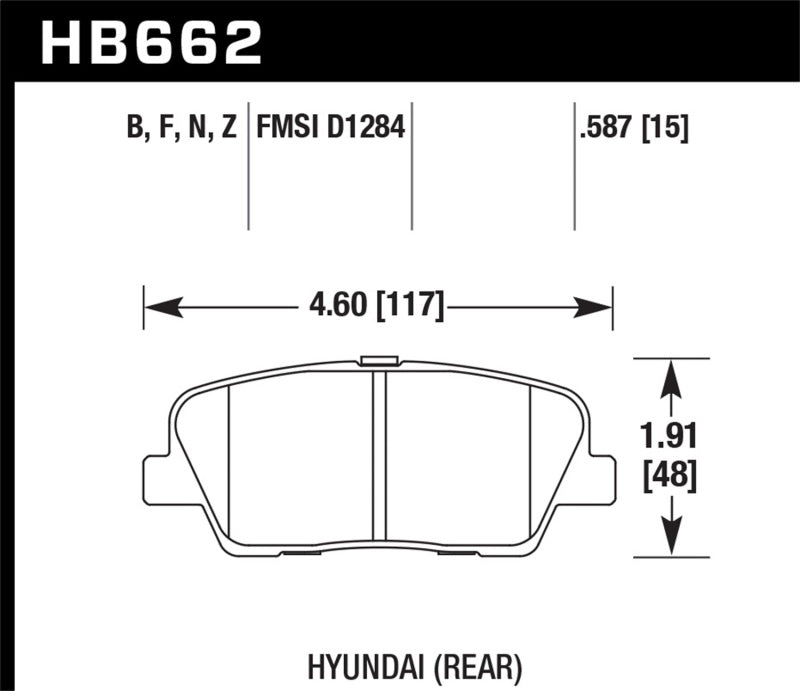 Plaquettes de frein arrière Hawk 10 Hyundai Genesis Coupé (sans freins Brembo) HP+ Autocross 15 mm