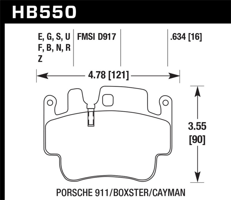 Hawk HB550N.634 Porsche Front HP+ Brake Pads