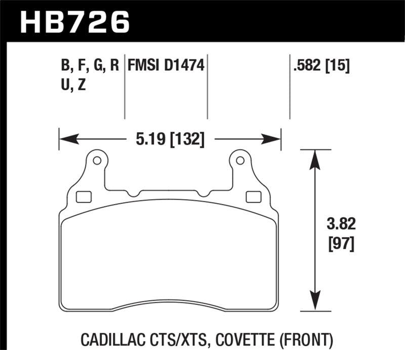 Hawk HB726N.582 10-17 Chevrolet Camaro HP+ Compound Front Brake Pads