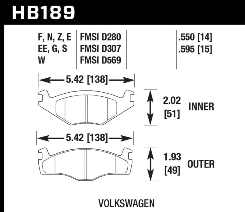 Hawk HB189W.595 DTC-30 Brake Pads